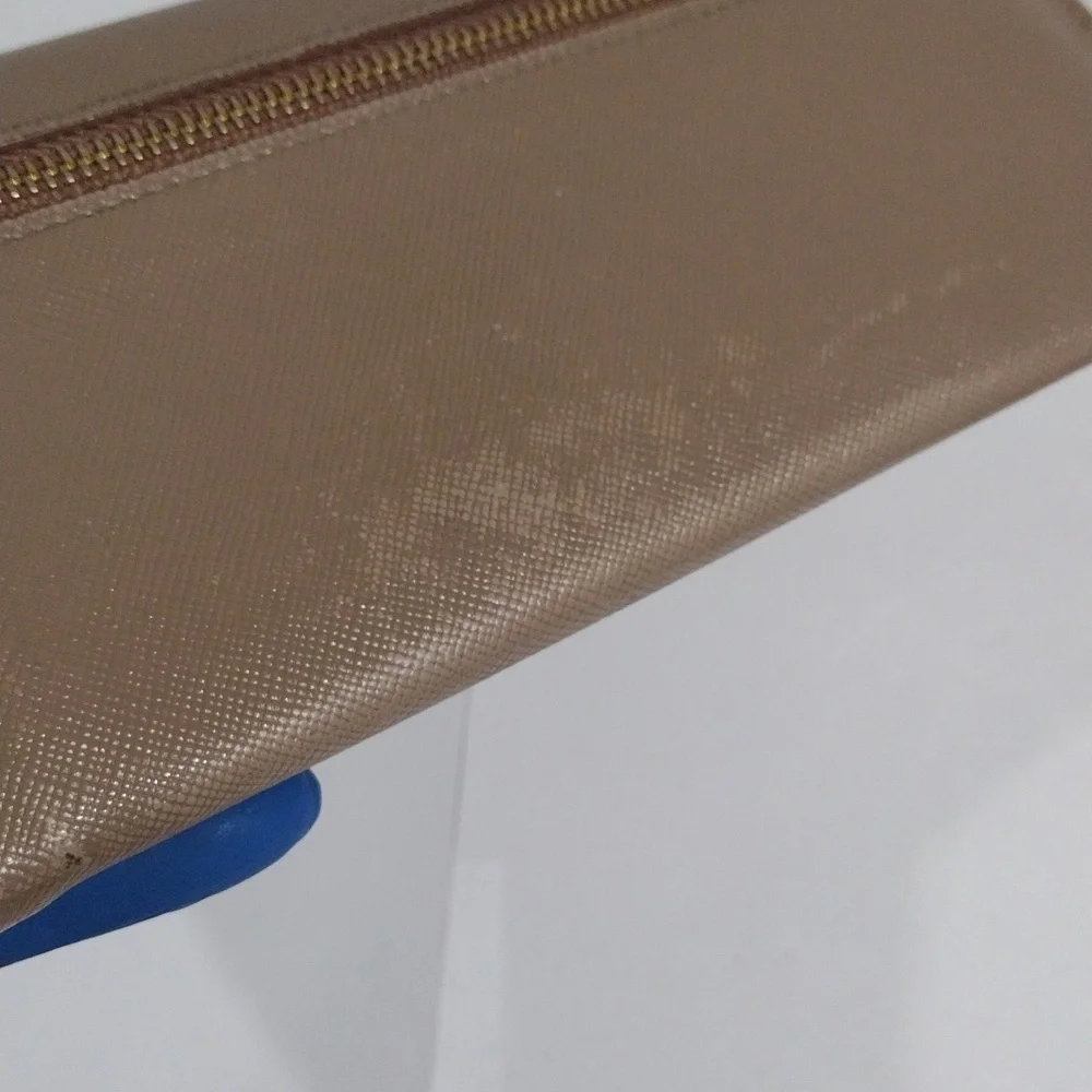 PRADA Wallet 7.5"x3.25" Tan Saffiano Leather Long Flap Snap Closure - Authentic - Picture 9 of 14